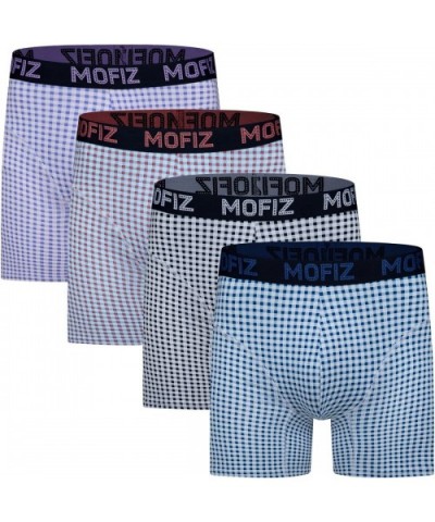 Men Cotton Boxer Briefs Underwear Pack Plaid Boxers Long/Short Leg Underwear Tagless - Mf-4t201 - CX18EDQGZ7D $20.71 Boxer Br...