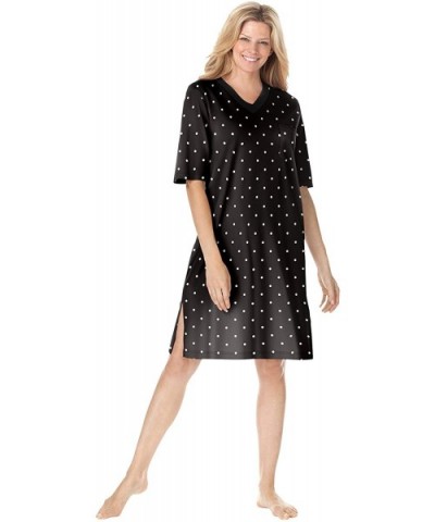 Women's Plus Size Print Sleepshirt Nightgown - Black Dot (0670) - CK190T5XZT0 $45.44 Nightgowns & Sleepshirts