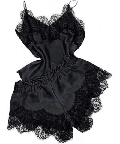 Women Sexy Lace Sleepwear Lingerie Temptation Babydoll Underwear Loose Floral Nightdress - Black - CP18RYATG3T $13.54 Bras