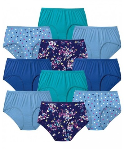 Women's Plus Size 10-Pack Pure Cotton Full-Cut Brief Underwear - Spray Pack (0237) - C8195SK8EMU $44.89 Panties