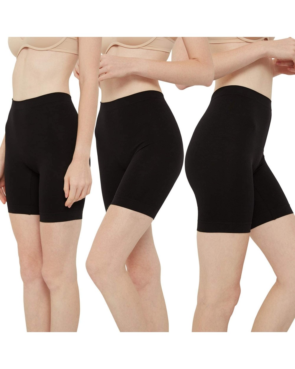 Womens Slip Shorts for Under Dresses High Waisted Summer Shorts 3-Pack - Black - CI1999256UL $23.64 Shapewear