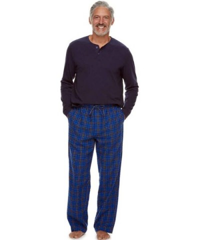 2pc Mens Pajamas Set XL Henley & Flannel Lounge Pants Croft & Barrow Blue - CS193YK6DN2 $55.86 Sleep Sets