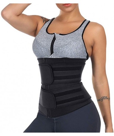 Corset Waist Belt Polyester Steel Boned Waist Trainer Shaper Weight Loss Slimmer - Black-double Belt - C218XW0QZHL $61.55 Bus...