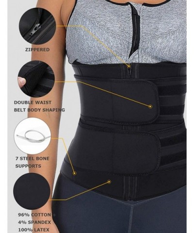 Corset Waist Belt Polyester Steel Boned Waist Trainer Shaper Weight Loss Slimmer - Black-double Belt - C218XW0QZHL $61.55 Bus...