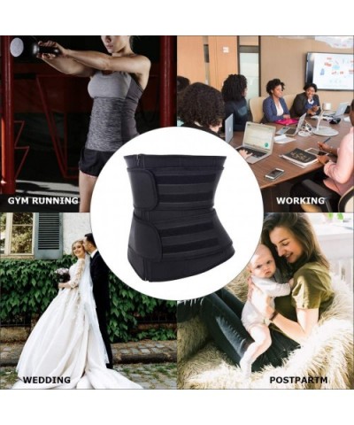 Corset Waist Belt Polyester Steel Boned Waist Trainer Shaper Weight Loss Slimmer - Black-double Belt - C218XW0QZHL $61.55 Bus...