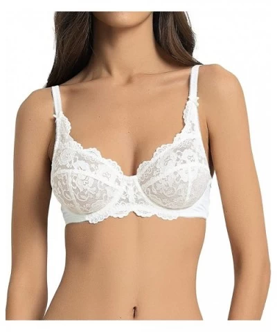 Women's Bra Lace Bra Underwire Unlined Full Coverage Bra Microfiber - Cream - CW187WCT98A $21.42 Bras