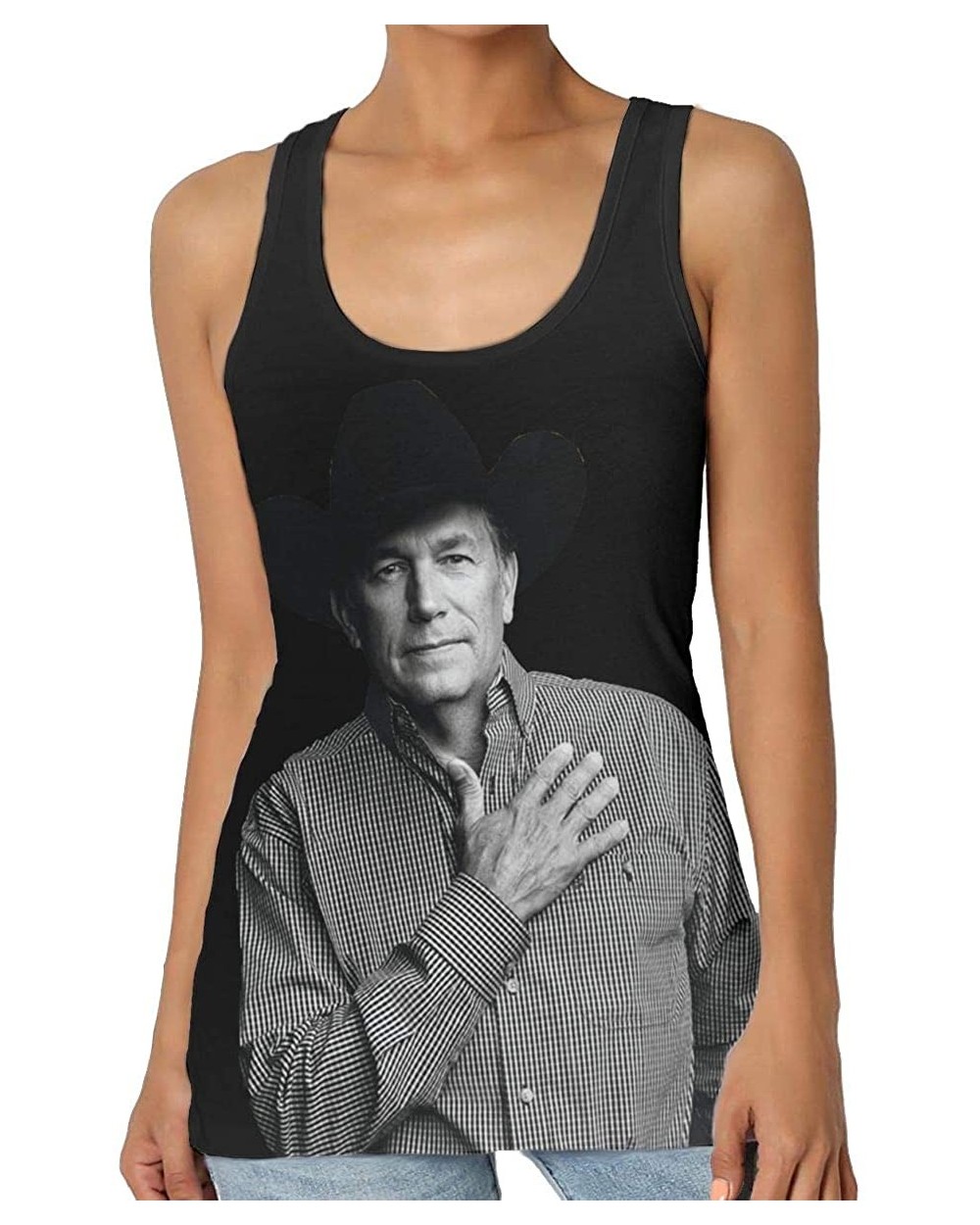 George Strait Womens Super Soft Camisole Stretch Casual Premium Tank Tops Black - CY197QDSIC2 $33.93 Camisoles & Tanks