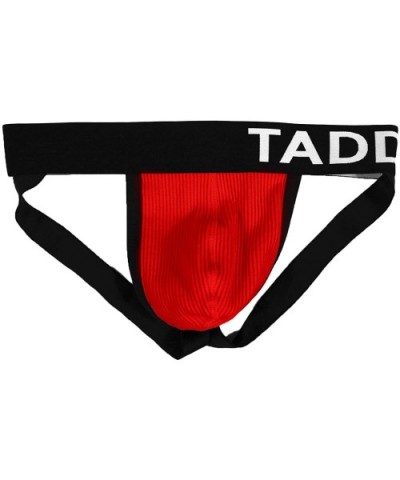 Sexy Mens Black Low-Rise Jock Strap Stretch Briefs Thong Underwear Pouch - Red - CR186YLD9Q3 $19.01 Briefs