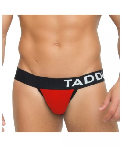 Sexy Mens Black Low-Rise Jock Strap Stretch Briefs Thong Underwear Pouch - Red - CR186YLD9Q3 $19.01 Briefs