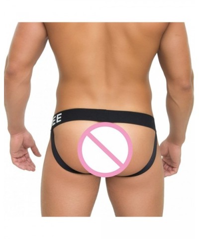 Sexy Mens Black Low-Rise Jock Strap Stretch Briefs Thong Underwear Pouch - Red - CR186YLD9Q3 $19.01 Briefs