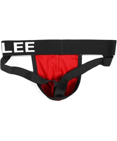 Sexy Mens Black Low-Rise Jock Strap Stretch Briefs Thong Underwear Pouch - Red - CR186YLD9Q3 $19.01 Briefs