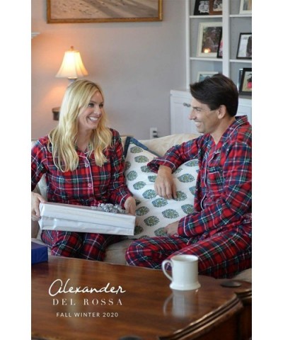 Women's Warm Flannel Pajama Set- Long Novelty Button Down Cotton Pjs - Pink With White Dots - CE11VKX666F $51.58 Sets