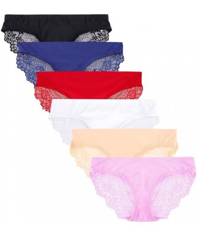 Women's Lace Underwear Birefs Soft Hipster Panties Comfort Bikini Underwear for Ladies - Mixed Color Sets -6pack - CV12IP8LR8...