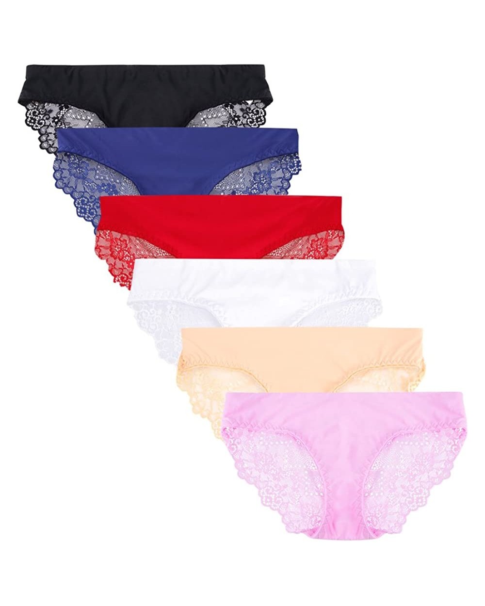 Women's Lace Underwear Birefs Soft Hipster Panties Comfort Bikini Underwear for Ladies - Mixed Color Sets -6pack - CV12IP8LR8...