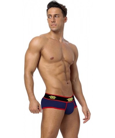 Men's Cotton Underwear Ultra-Thin Sexy Breathable Briefs - Black/Nav/Red - CU19DG2QHYH $38.40 Briefs