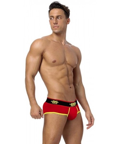 Men's Cotton Underwear Ultra-Thin Sexy Breathable Briefs - Black/Nav/Red - CU19DG2QHYH $38.40 Briefs