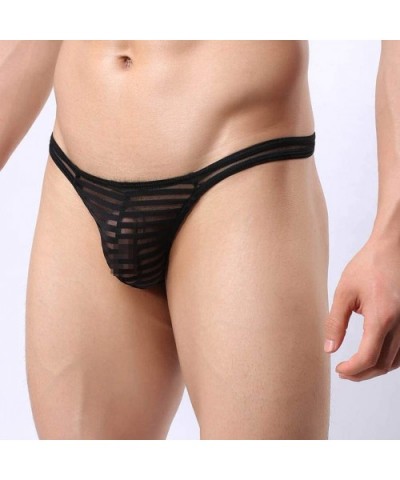 Mens Pure See Through Underwear Sexy Bulge Pouch Bikini Thong Stretch T-Back - 4-pack Mix(hdtb) - CB193QG2H7G $25.44 Briefs