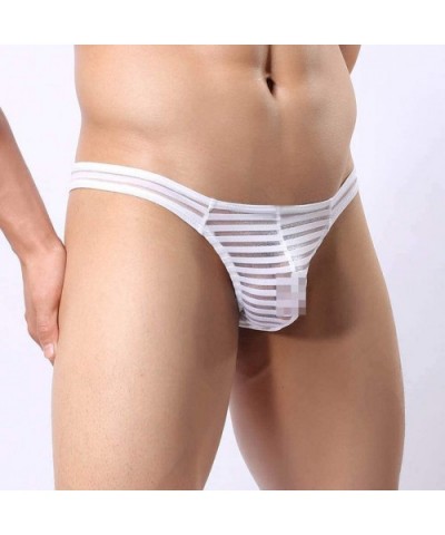 Mens Pure See Through Underwear Sexy Bulge Pouch Bikini Thong Stretch T-Back - 4-pack Mix(hdtb) - CB193QG2H7G $25.44 Briefs