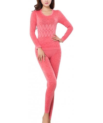 2 Piece/Set Female Thermal Long Underwears Women Breathable Warm Long Johns Slim Underwear Set - Pink - CR192U5REDO $42.22 Th...