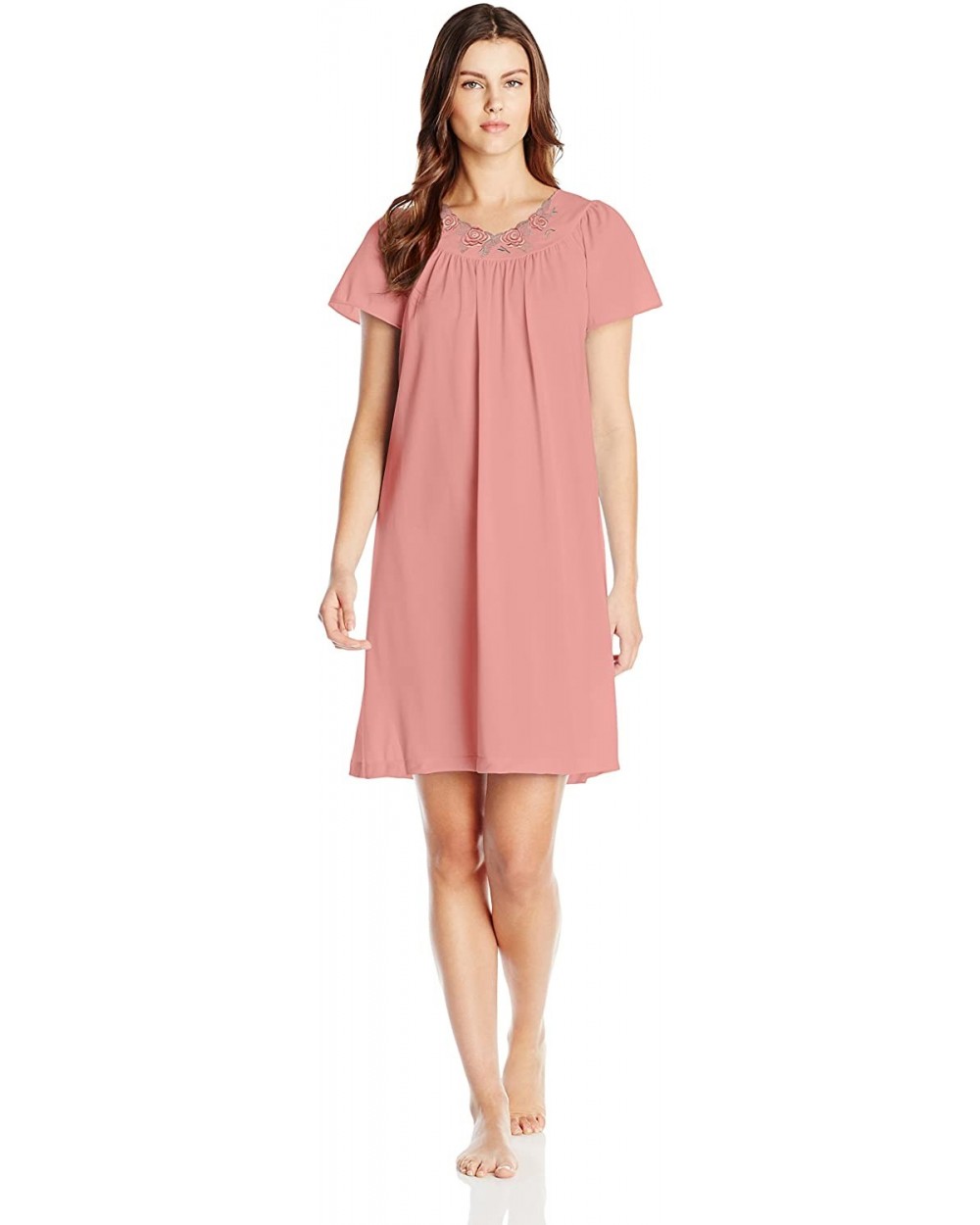 Women's Petals 40 Inch Short Flutter Sleeve Waltz Gown - Melon - CE182W77IRH $42.79 Nightgowns & Sleepshirts