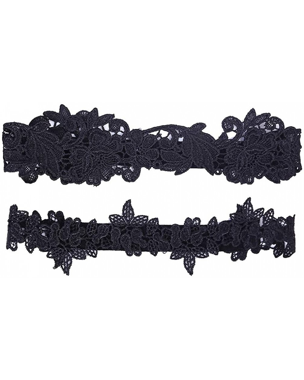 Handmade Rhinstone Lace Wedding Garters for Bride Flower Prom Garter Set - Black - CT18YDNZYIK $15.18 Garters & Garter Belts