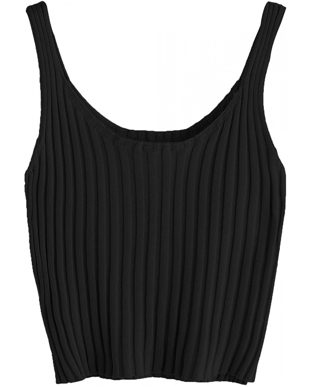 Women's Ribbed Knit Crop Tank Top Spaghetti Strap Camisole Vest Tops - Black - CA18D4MHLZU $24.29 Camisoles & Tanks