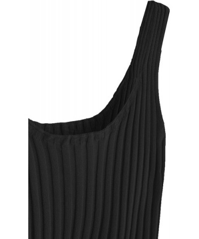 Women's Ribbed Knit Crop Tank Top Spaghetti Strap Camisole Vest Tops - Black - CA18D4MHLZU $24.29 Camisoles & Tanks