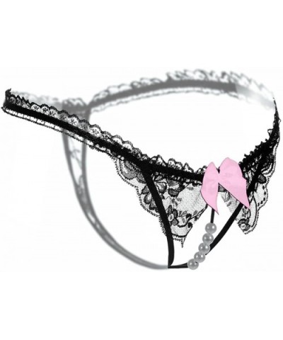 Women Sexy Panties Floral Lace G-String - Black - CM18AOXES9Y $13.36 Panties