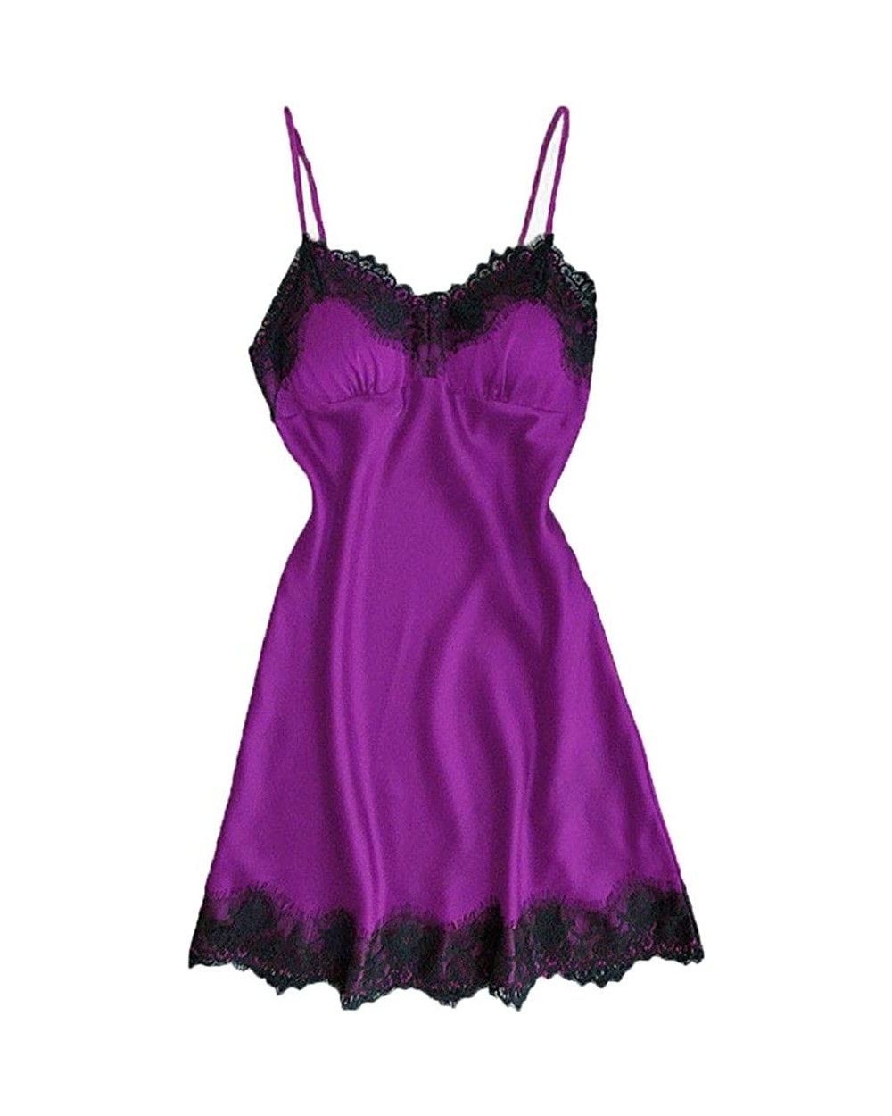 Sexy Ladies Lingerie Sleepwear Women Babydoll Robe Underwear Night Dress - Purple 1 - CU18XHSM8NG $17.56 Baby Dolls & Chemises