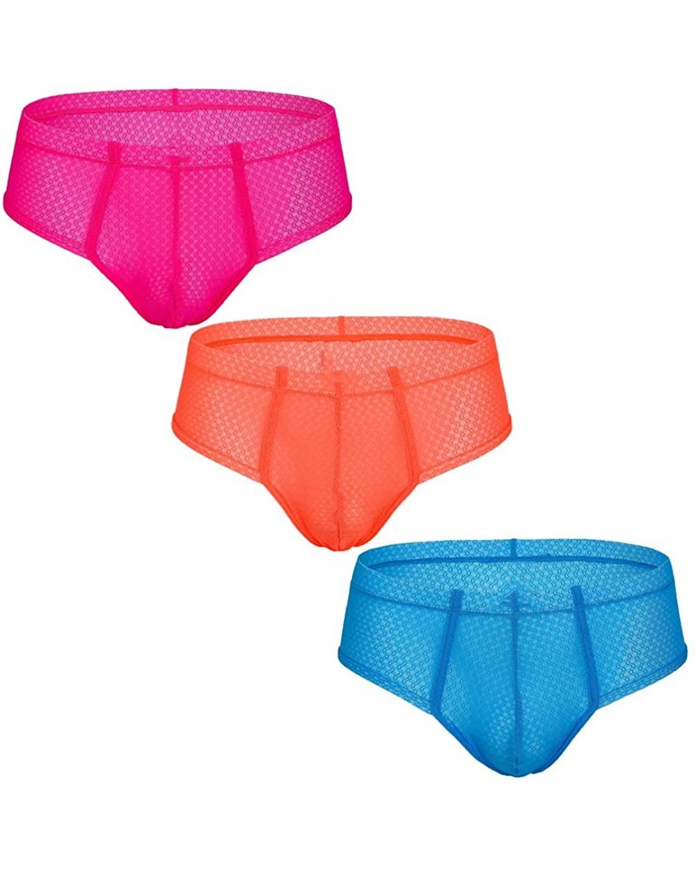 Sexy Men's Underwear Lace Translucent Fun Low Waist Skinny Boxer Briefs - Blue+orange+pink - C8192ZA6EET $34.31 Briefs