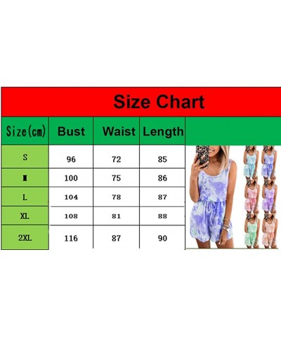 Womens Tie Dye Jumpsuits Summer Casual Loose Rompers Lounge Sleeveless Pajamas - Pink - CF19045YIDN $25.52 Sets