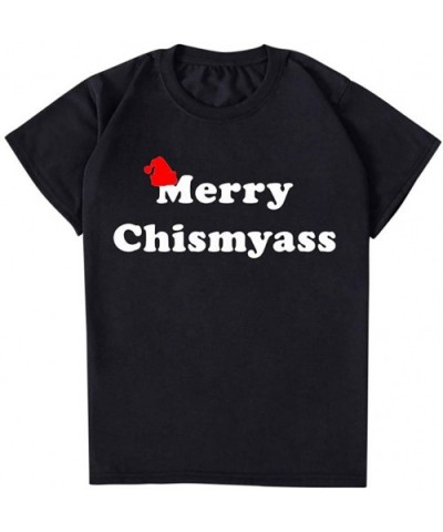 Mens Christmas Funny Letter Print Short Sleeve Graphic Tops Casual Tee Shirts - Black - CW192N527ML $15.72 Sleep Sets