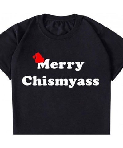 Mens Christmas Funny Letter Print Short Sleeve Graphic Tops Casual Tee Shirts - Black - CW192N527ML $15.72 Sleep Sets