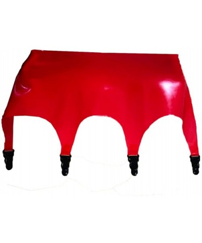 Black Latex Rubber Garter Suspender Belt with Clips - Red - CY18808OA83 $59.06 Garters & Garter Belts