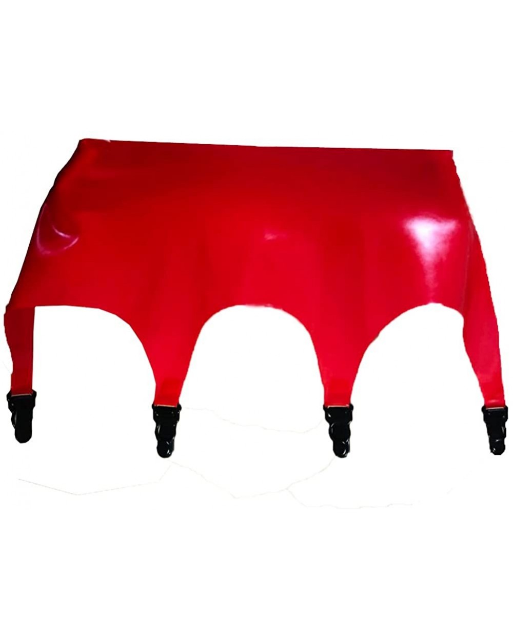 Black Latex Rubber Garter Suspender Belt with Clips - Red - CY18808OA83 $59.06 Garters & Garter Belts