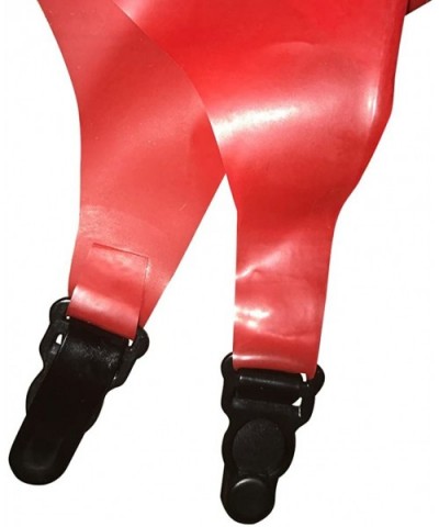 Black Latex Rubber Garter Suspender Belt with Clips - Red - CY18808OA83 $59.06 Garters & Garter Belts