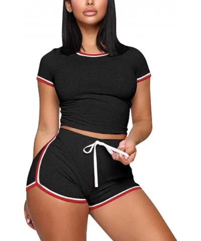 Womens Casual 2 Piece Sports Outfit Set Pullover Top Bodycon Pants Joggers Clubwear Tracksuit Sportswear Set 3black - C7198KM...