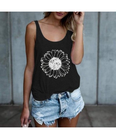 Women Casual Dandelion Printing Sleevesless O Neck Loose T-Shirt Blouse Tops Tee Shirts - Black - CV199NGRQ4U $19.75 Thermal ...