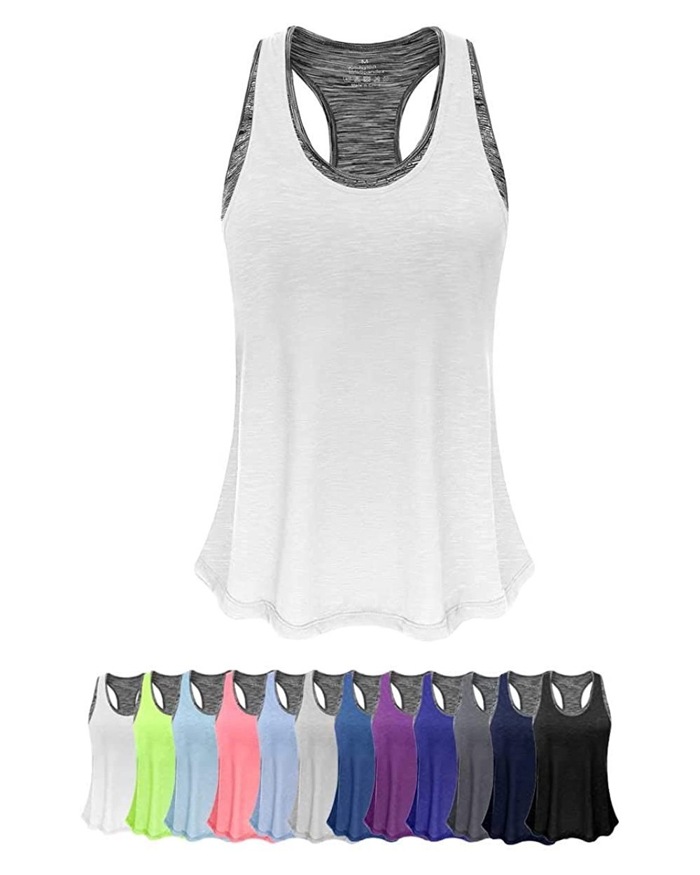 Workout Tops for Women with Built in Bra Tanks Activewear Yoga Running Shirt - White&gray Bra - CI18WKEUY0A $26.47 Camisoles ...