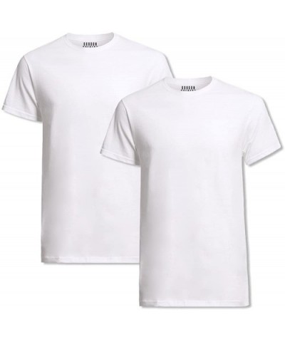 Men's 2-Pack Premium Cotton Stretch White Crew Neck T-Shirt - White - CD184CNYALH $15.25 Undershirts