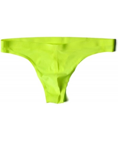 Men Sexy Briefs Underwear Ice Silk G-String Thong Tanga Exotic Panties T-Back Underpants Shorts - Fluorescent Green - CV19E74...