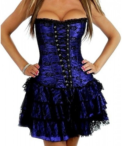 Women Renaissance Halloween Corset Dress Steampunk Gothic Victorian Bustier Skirt - Purple - CC11TP9VN8H $37.41 Bustiers & Co...