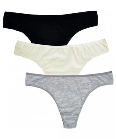 3 Pack Women's Cotton Thong Breathable Underwear Panty Assorted - Basic - CL18UA34YT0 $21.84 Panties