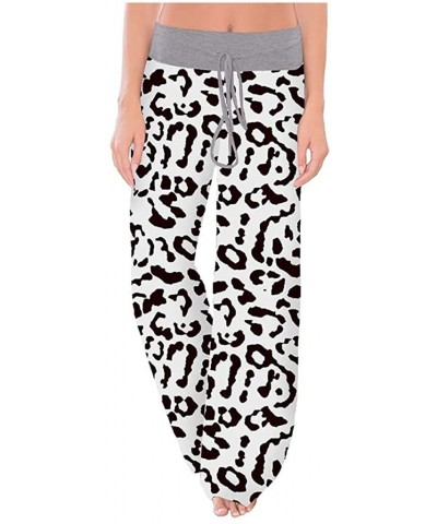 Comfy Casual Pajama Pants Floral Print Drawstring Palazzo Lounge Pants Wide Leg - White - C51947KCRO0 $19.19 Bottoms