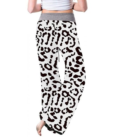 Comfy Casual Pajama Pants Floral Print Drawstring Palazzo Lounge Pants Wide Leg - White - C51947KCRO0 $19.19 Bottoms