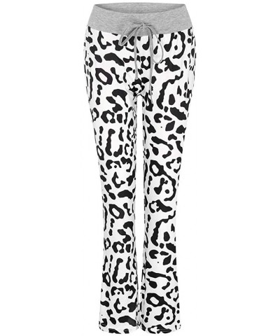 Comfy Casual Pajama Pants Floral Print Drawstring Palazzo Lounge Pants Wide Leg - White - C51947KCRO0 $19.19 Bottoms