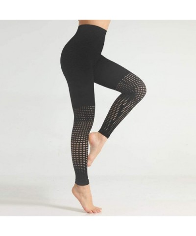 Womens Cutout High Waist Seamless Compression Leggings Stretchy Tummy Control Butt Lift Active Fitness Yoga Pants Black - CY1...