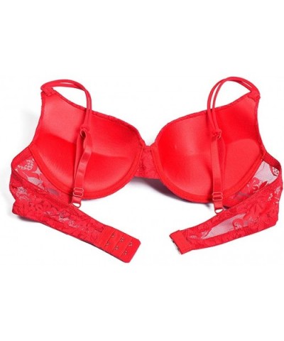 Push Up Bra for Women Demi Cup Padded Underwire Supportive Add Size Bras Lace Everyday Comfort - Red - CI18A8SH75Y $25.90 Bras