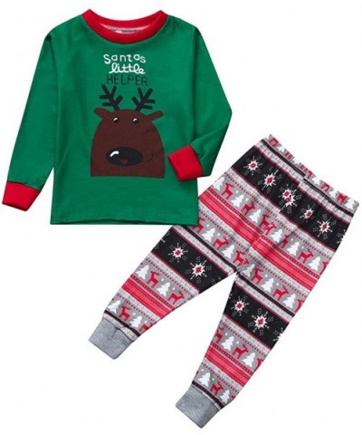 Christmas Family Pajamas Matching Sets- Long Sleeve Reindeer Pattern Tops Retro Christmas Printed Pants Family Clothes - Kids...