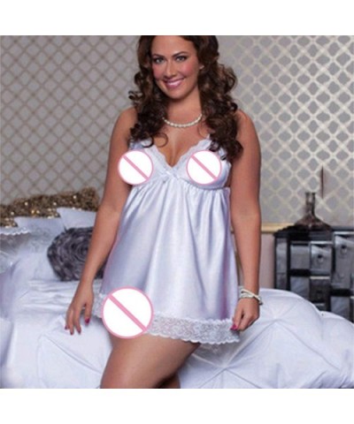 Sleepwear Womens Nightgown Sexy Sleep Shirt Dress Plus Size Lace Lingerie Temptation Babydoll Nightdress - White - CT196H3RYI...